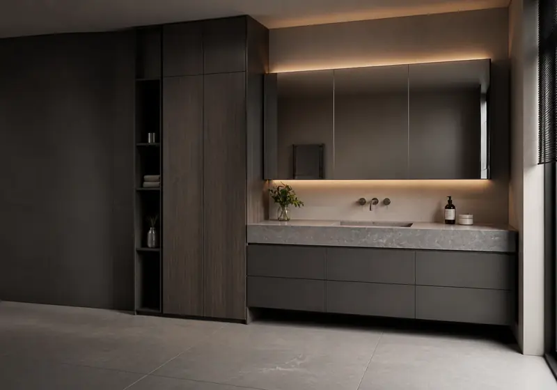 Тумба и пенал GUSTAS HOME в современной ванной комнате