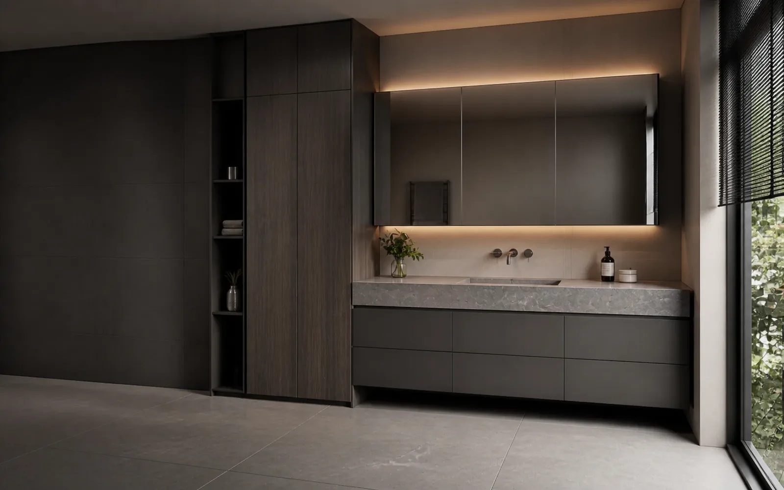 Тумба и пенал GUSTAS HOME в современной ванной комнате