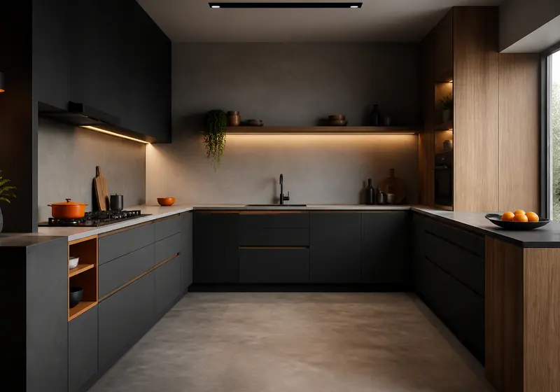 Концептуальная визуализация: п-образная кухня GUSTAS HOME