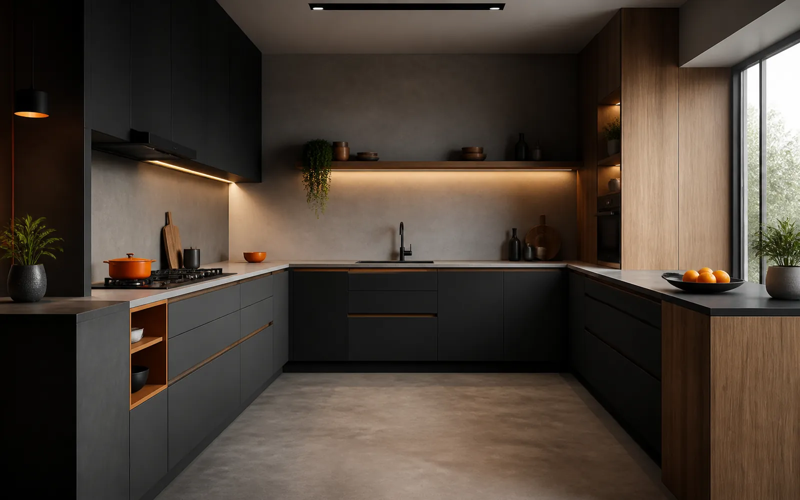 Концептуальная визуализация: п-образные кухни GUSTAS HOME