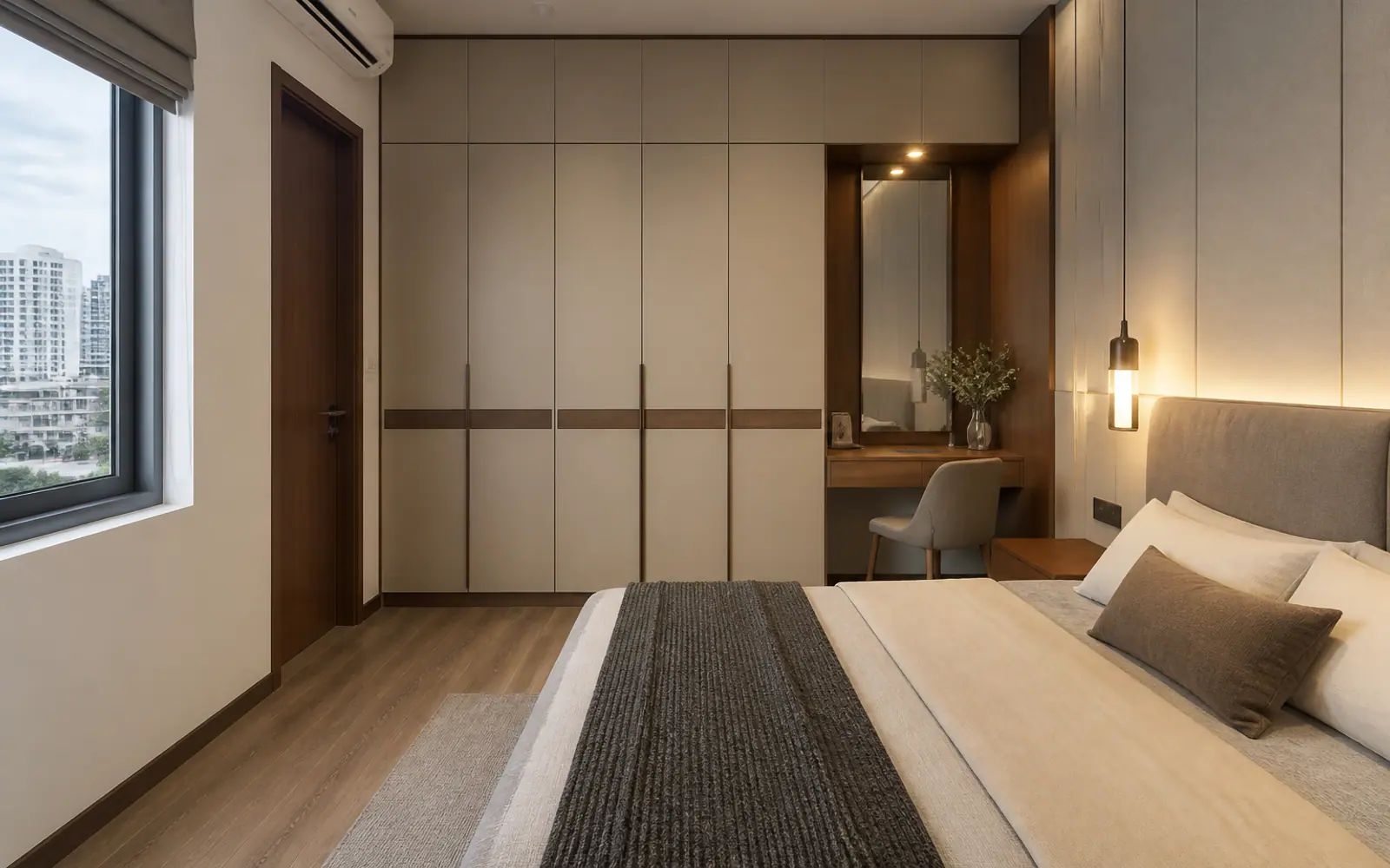 Проектная концепция: спальня со шкафом и туалетным столиком GUSTAS HOME