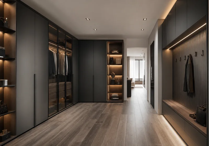 Встроенный шкаф GUSTAS HOME с фасадами в графитовом оттенке
