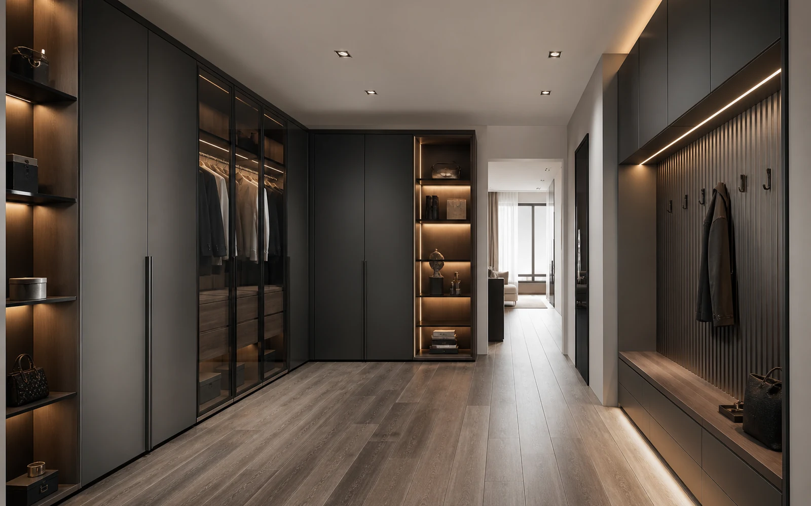 Встроенный шкаф GUSTAS HOME с фасадами в графитовом оттенке